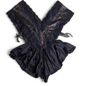 80s black with silver detail romper lingerie